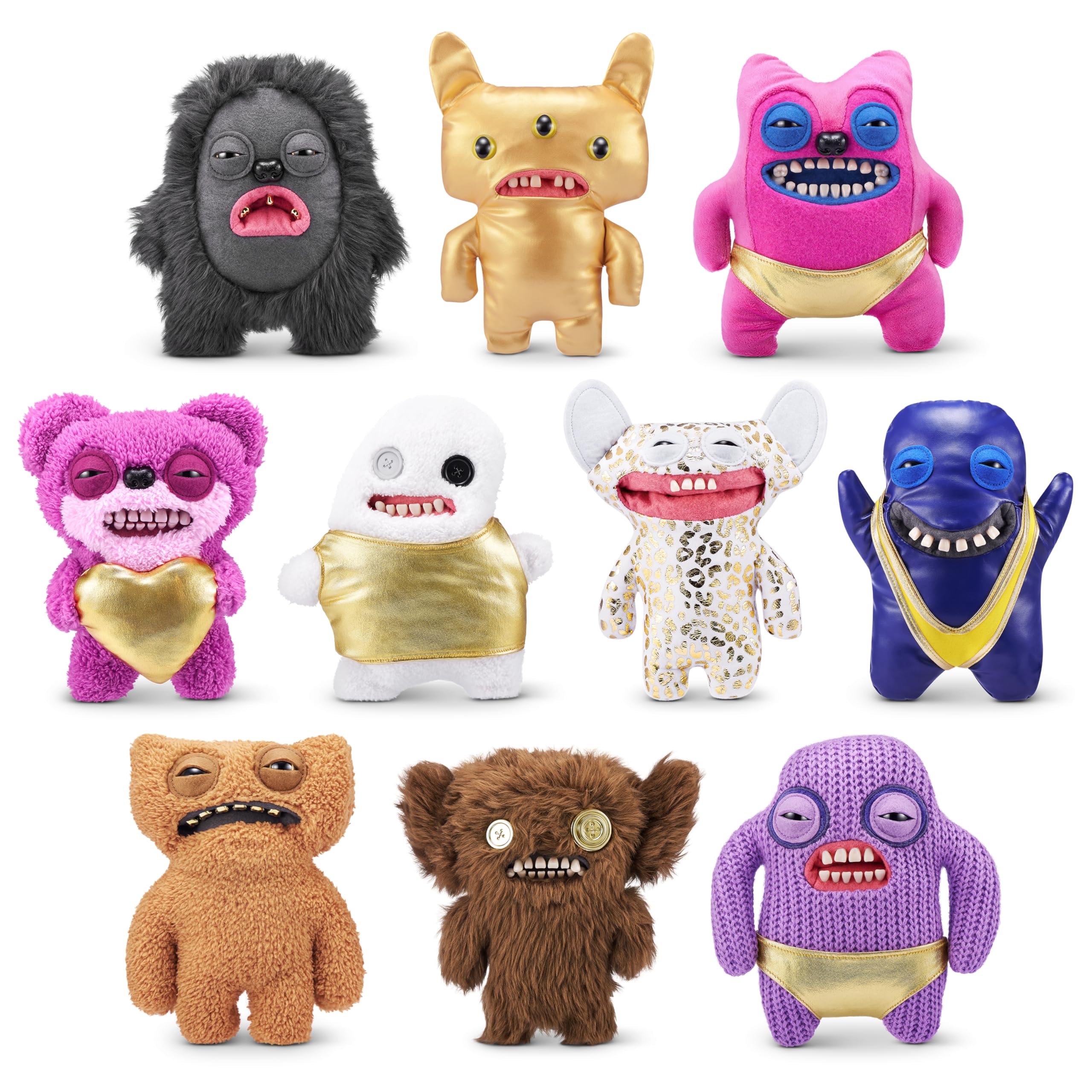 Fuggler Gold Fuggs (Grin Grin) - 9" Funny Ugly Monster Plush with Gold Foil Print