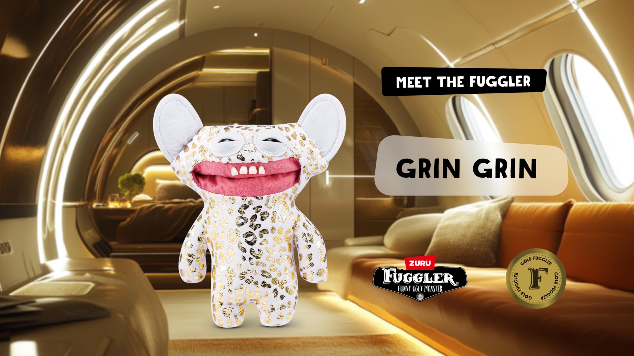Fuggler Gold Fuggs (Grin Grin) - 9" Funny Ugly Monster Plush with Gold Foil Print