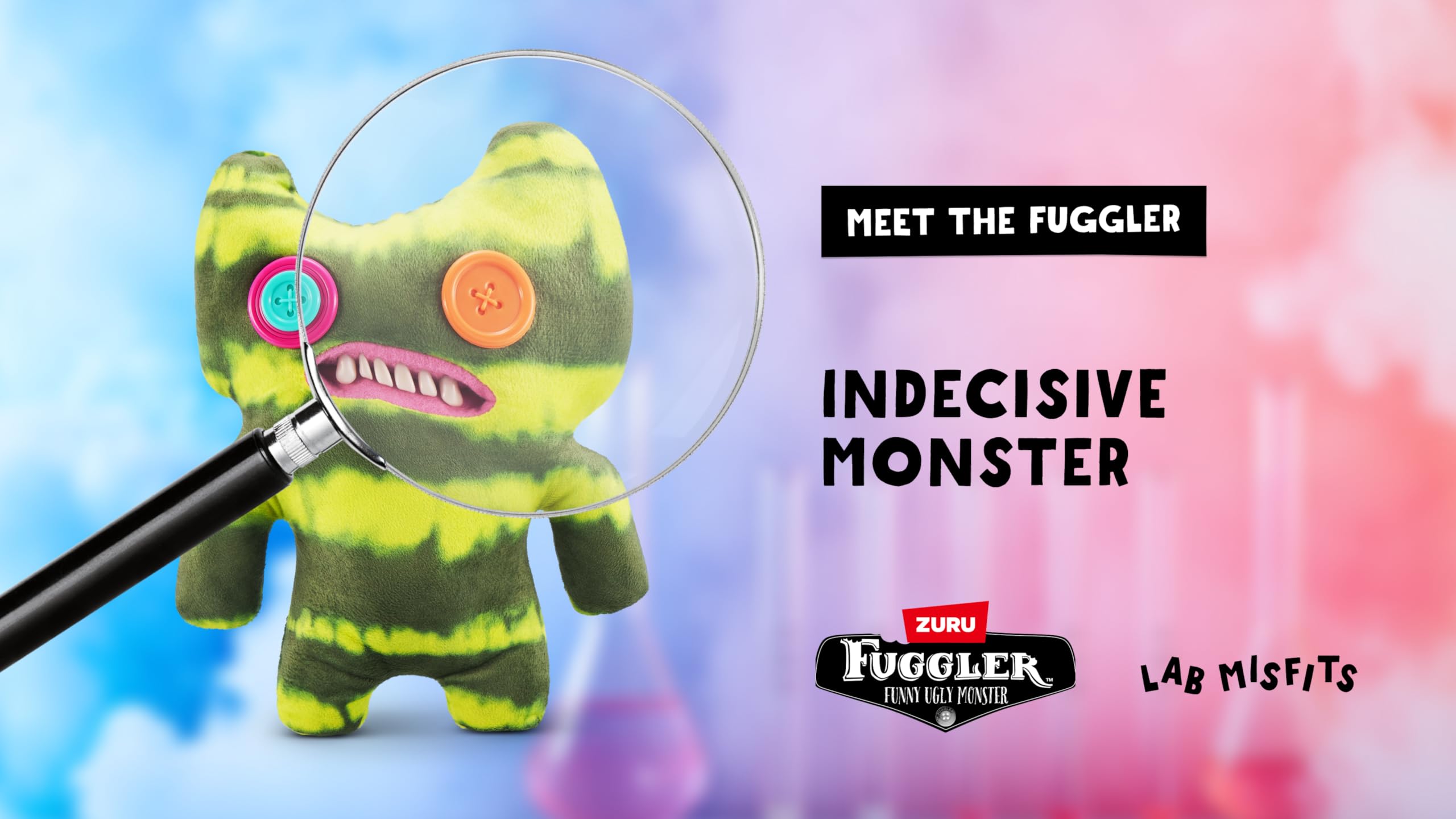 Fuggler Laboratory Misfits 9" Plush - Indecisive Monster: Soft, Collectible Ugly Toy with Button-Hole and Human-Like Teeth