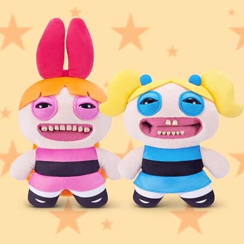 Fuggler Powerpuff Girls Blossom 9-Inch Plush Toy with Human-Like Teeth by ZURU - Soft Ugly Monster Stuffed Animal for Collectors