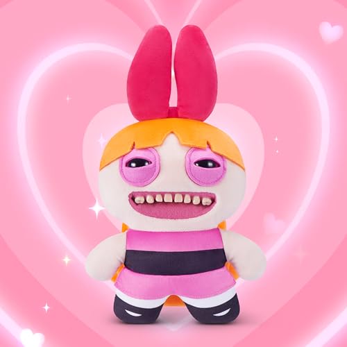 Fuggler Powerpuff Girls Blossom 9-Inch Plush Toy with Human-Like Teeth by ZURU - Soft Ugly Monster Stuffed Animal for Collectors