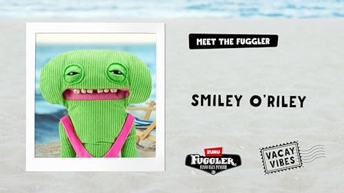 Fuggler Vacay Vibes Smiley O Riley – 9-Inch Green Plush Monster with Rare Butt-on Hole Feature