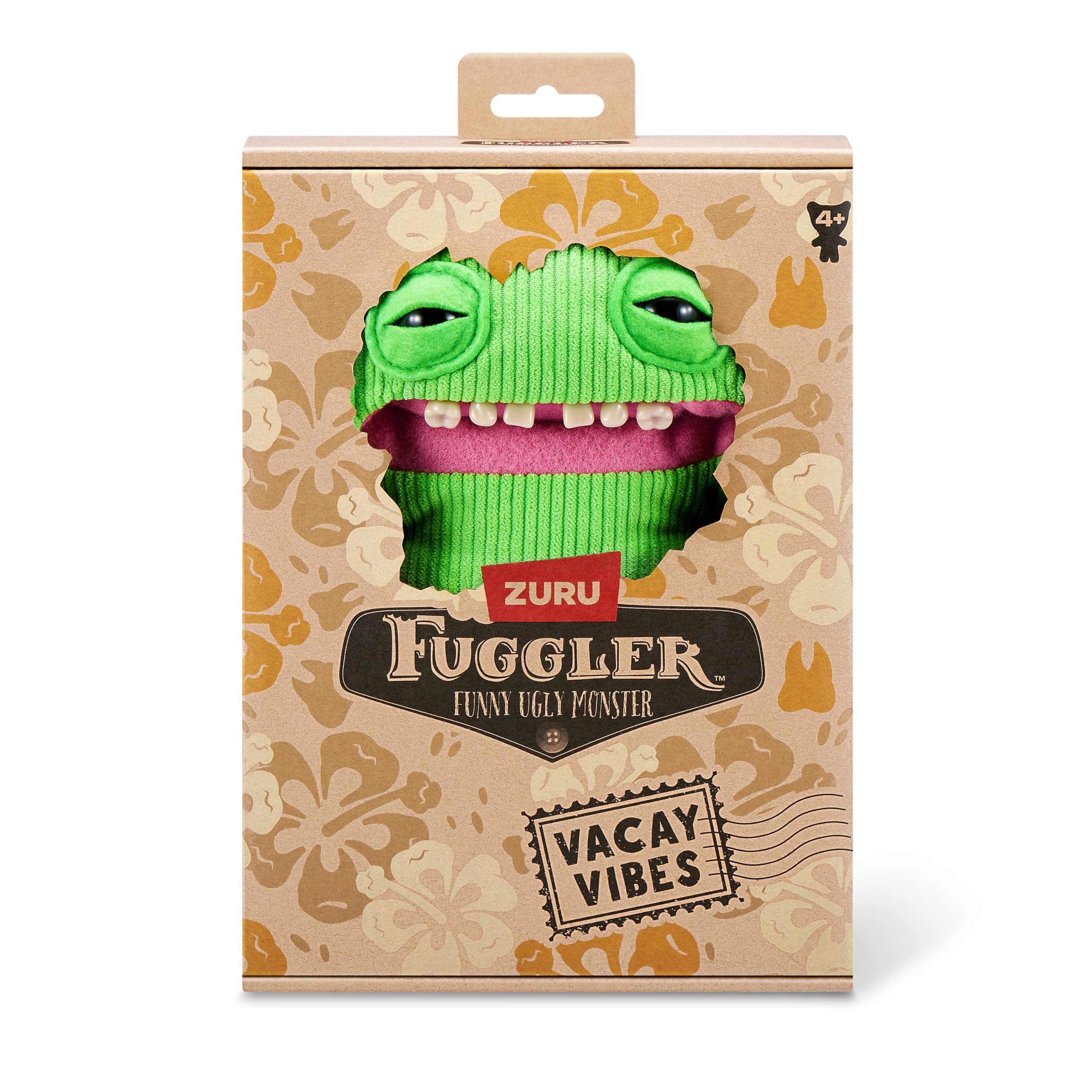Fuggler Vacay Vibes Smiley O Riley – 9-Inch Green Plush Monster with Rare Butt-on Hole Feature