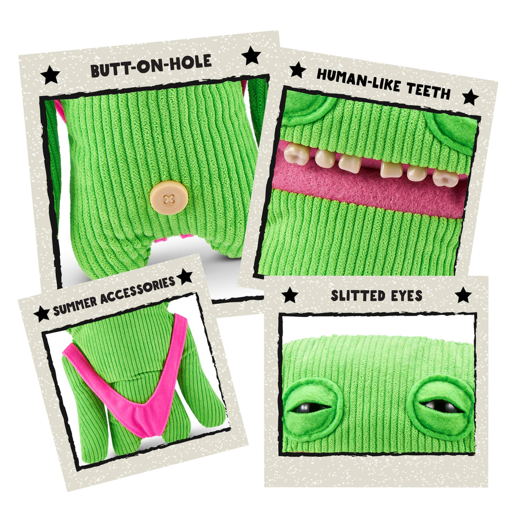 Fuggler Vacay Vibes Smiley O Riley – 9-Inch Green Plush Monster with Rare Butt-on Hole Feature