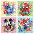 Fuinkqe 4 Pack Diamond Art Kits for Kids - Cartoon Mosaic Painting Sets for Ages 4-12, 6x6 Inch Canvases