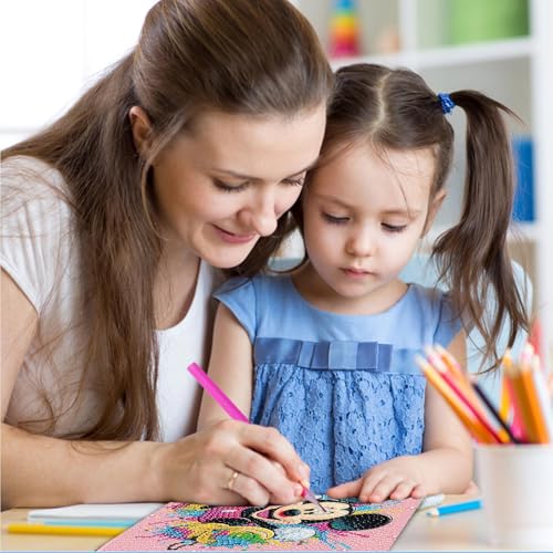Fuinkqe 4 Pack Diamond Art Kits for Kids - Cartoon Mosaic Painting Sets for Ages 4-12, 6x6 Inch Canvases