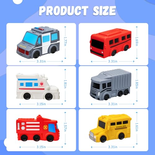 FUIYKA Mold Free Bath Toys – 6 Pack No Hole Silicone Floating Vehicles with Storage Mesh