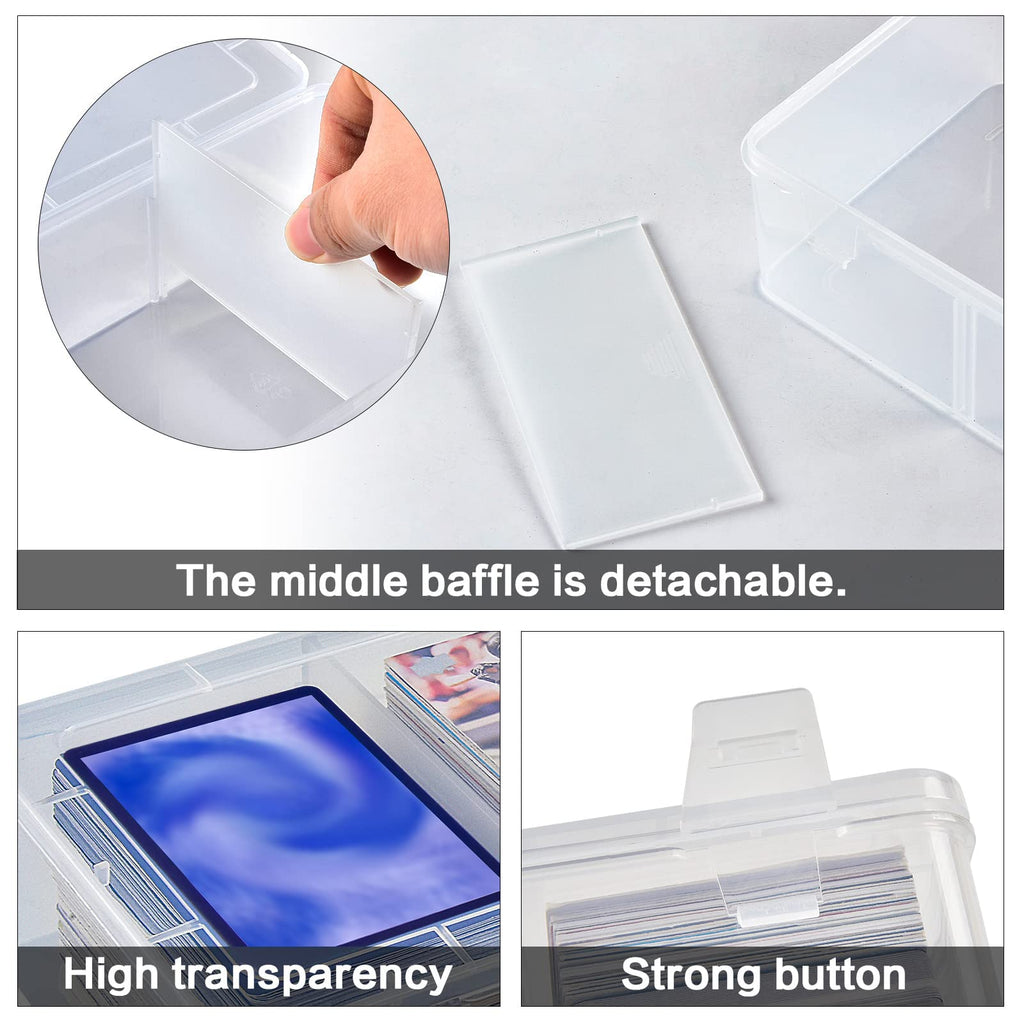 FULLCASE Clear Plastic Card Case – Holds 300+ Trading & Sports Cards, Heavy Duty Storage Box with Dividers