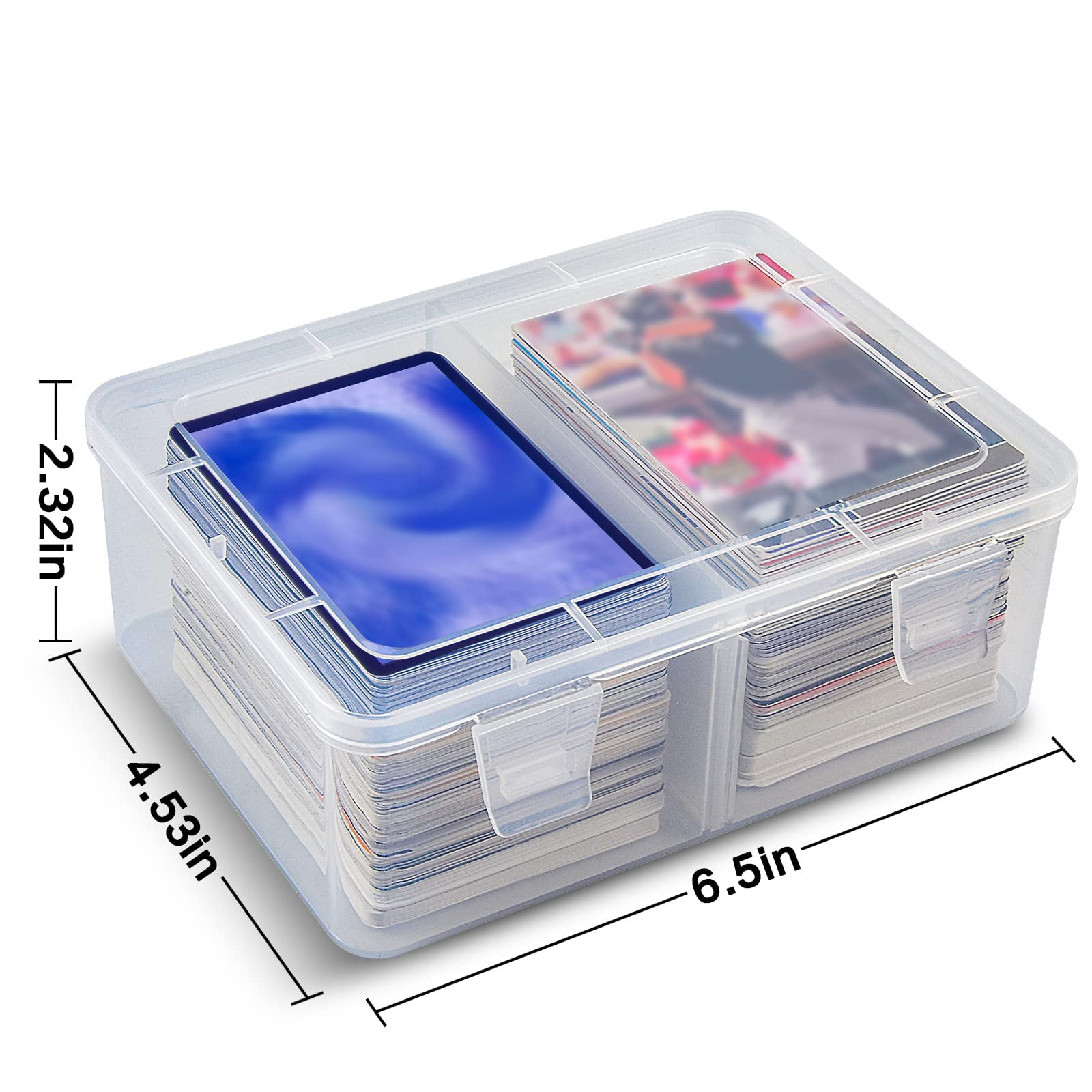 FULLCASE Clear Plastic Card Case – Holds 300+ Trading & Sports Cards, Heavy Duty Storage Box with Dividers