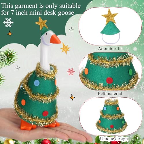 Fullhawl 4 Sets Winter Mini Desk Goose Outfit - Santa, Elf, Tree & Snowman Felt Costumes for 7-Inch Magnetic Silly Goose Statue