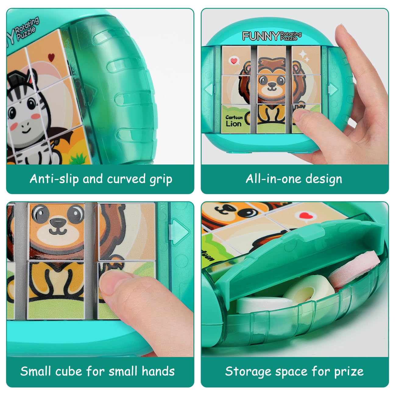 Fullware Rotating Puzzle for Kids Ages 3-8 – 4 Animal Puzzles in 1, Travel Toy for Fine Motor Skills