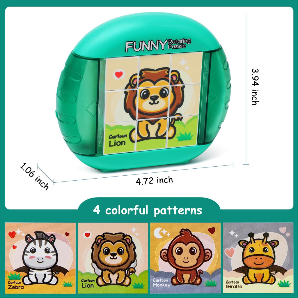 Fullware Rotating Puzzle for Kids Ages 3-8 – 4 Animal Puzzles in 1, Travel Toy for Fine Motor Skills