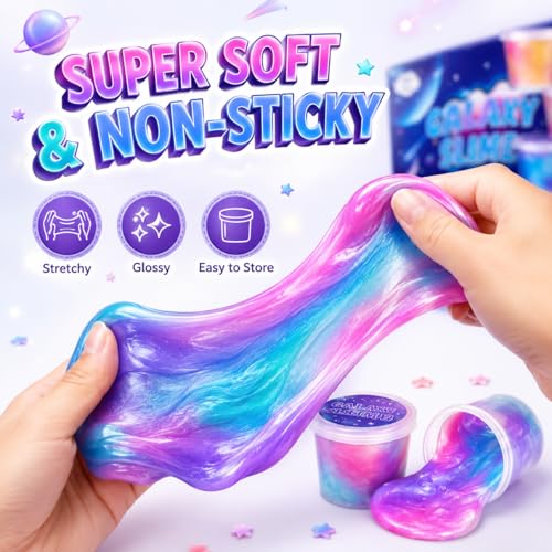 Fumeetplax 25-Pack Mini Galaxy Slime – Stretchy, Non-Sticky Party Favors for Kids 6-12