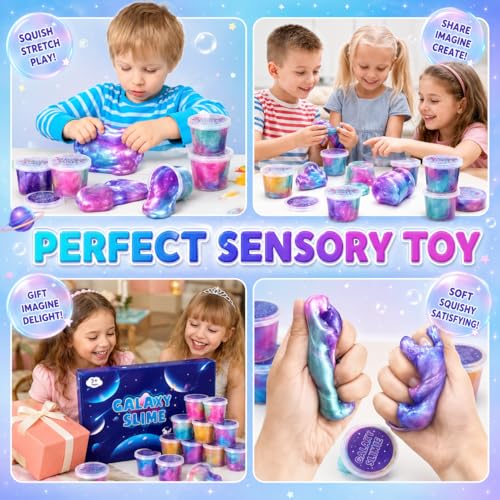 Fumeetplax 25-Pack Mini Galaxy Slime – Stretchy, Non-Sticky Party Favors for Kids 6-12