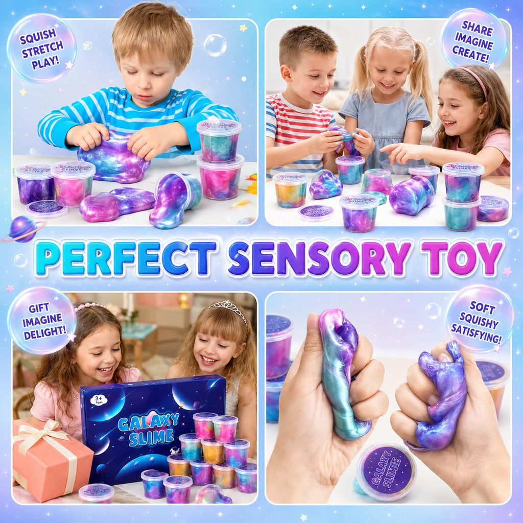 Fumeetplax 25-Pack Mini Galaxy Slime – Stretchy, Non-Sticky Party Favors for Kids 6-12