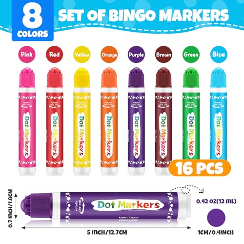 FUMILE 16PCS Dot Markers for Toddlers 1-3, Non-Toxic Washable Bingo Daubers Set