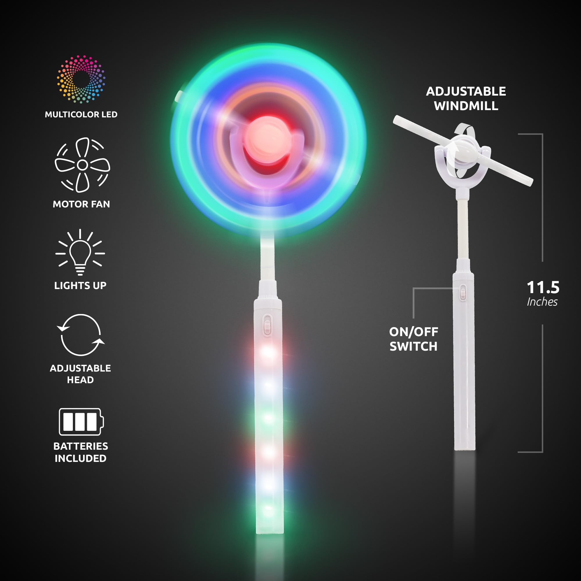 Fun Central LED Windmill Wand – Multicolor Spinning Light Toy for Kids