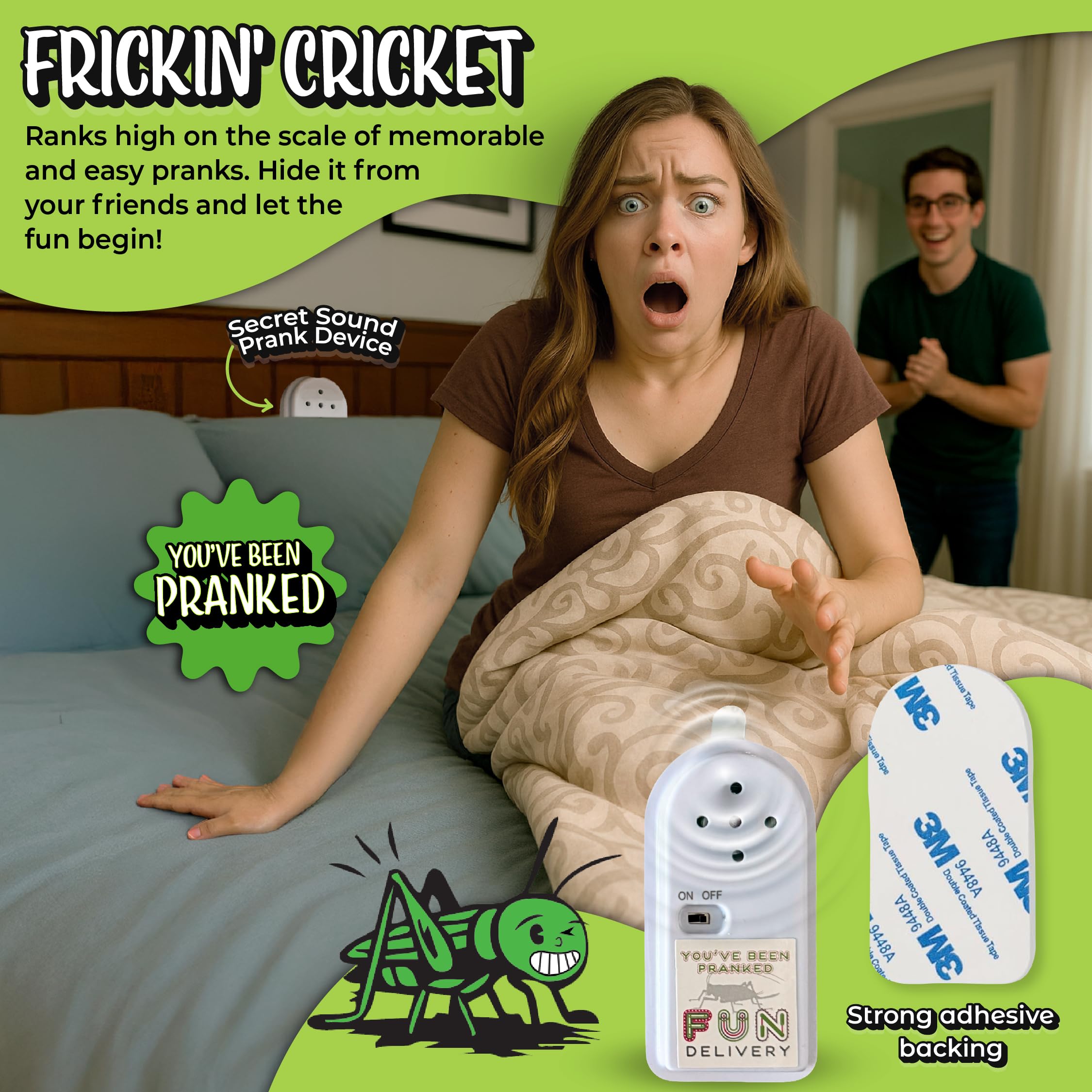 FUN delivery Frickin’ Cricket Hidden Noise Maker – Realistic Chirping Prank Toy for Adults