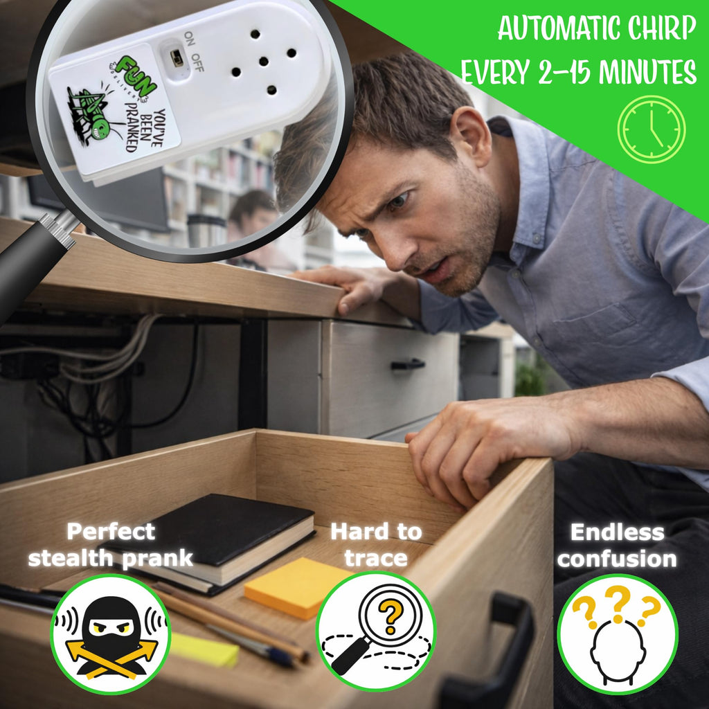 FUN delivery Frickin’ Cricket Hidden Noise Maker – Realistic Chirping Prank Toy for Adults