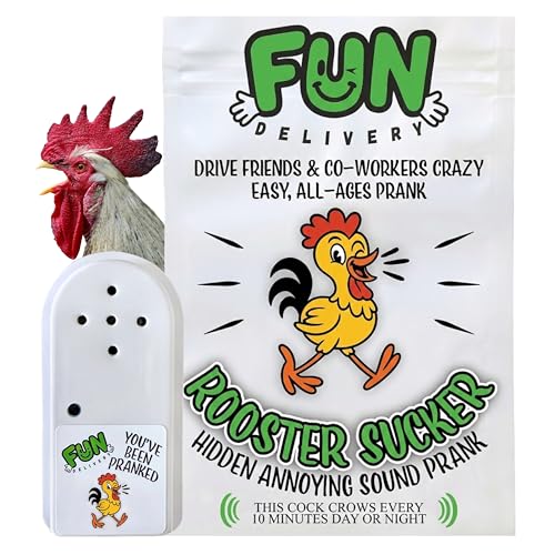 FUN delivery Hidden Rooster Prank Device – Realistic Crow Sound, Ten-Minute Intervals, Adhesive Backing