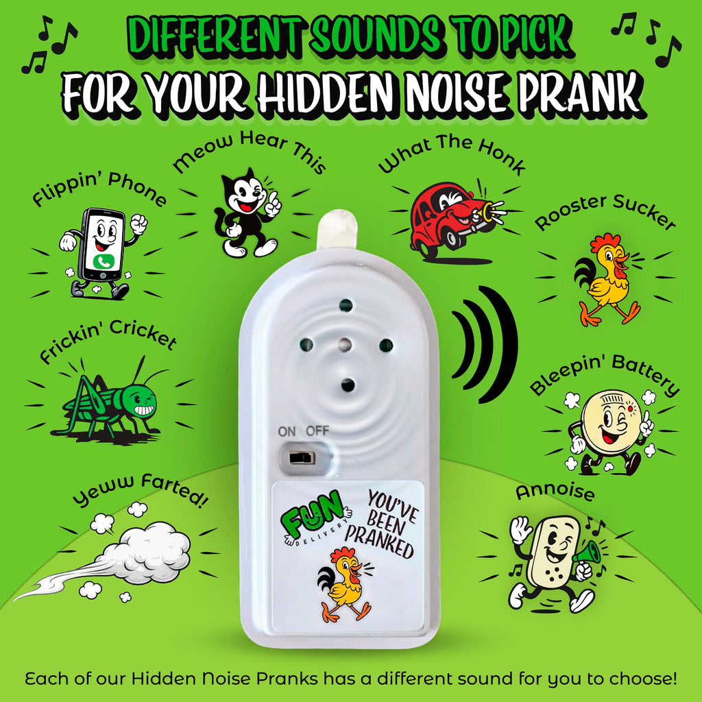 FUN delivery Hidden Rooster Prank Device – Realistic Crow Sound, Ten-Minute Intervals, Adhesive Backing