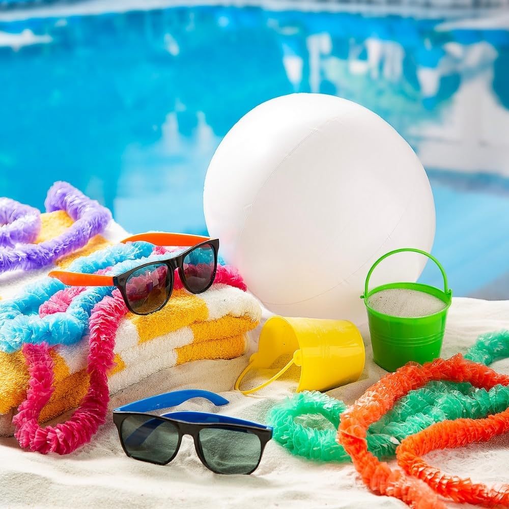 Fun Express 11-Inch White Beach Balls (Set of 12) for Pool Parties and Summer Fun