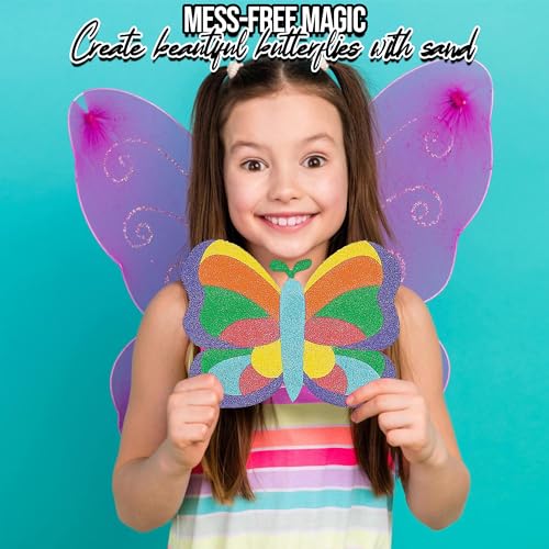 Fun Express Valentine Sand Art Butterfly Mosaic Kit - 12 Pictures for Kids Ages 4-8