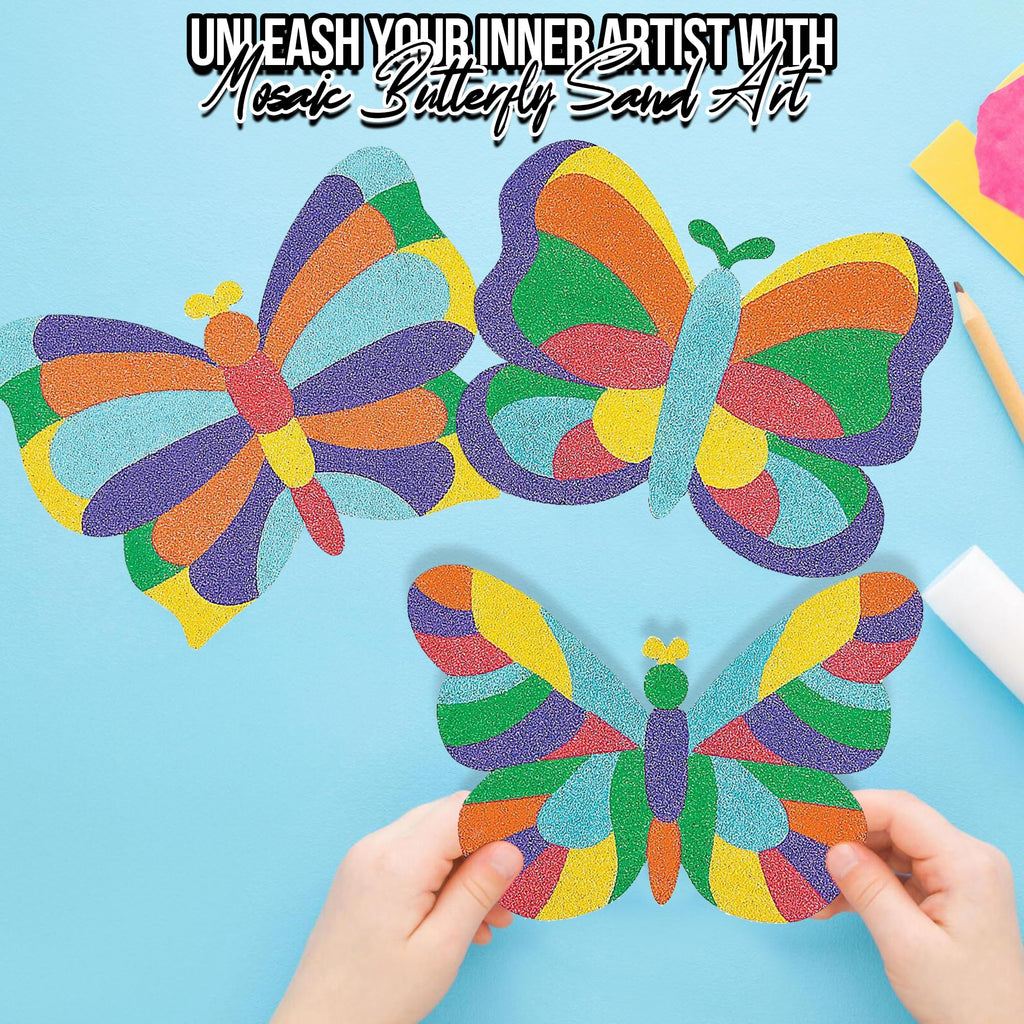Fun Express Valentine Sand Art Butterfly Mosaic Kit - 12 Pictures for Kids Ages 4-8