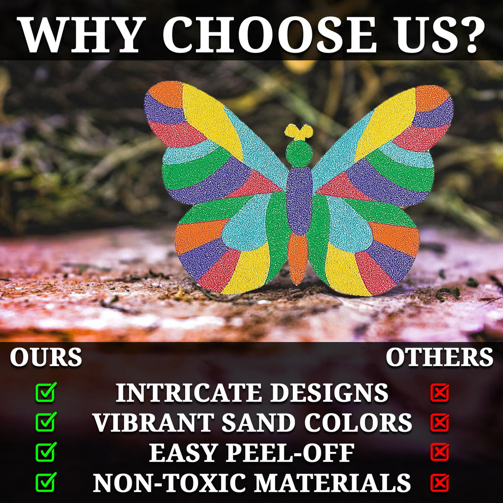Fun Express Valentine Sand Art Butterfly Mosaic Kit - 12 Pictures for Kids Ages 4-8