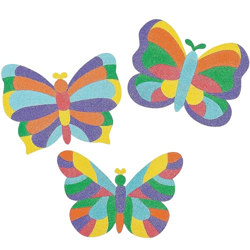 Fun Express Valentine Sand Art Butterfly Mosaic Kit - 12 Pictures for Kids Ages 4-8