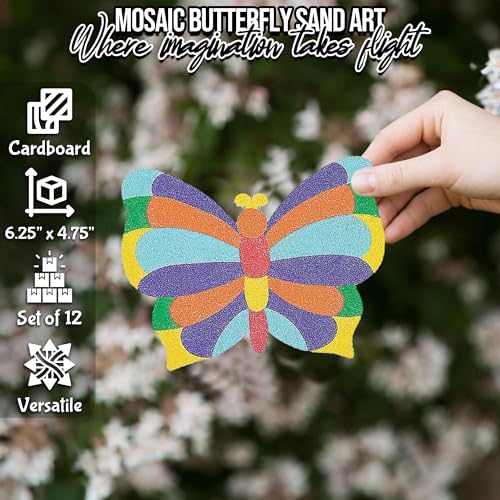 Fun Express Valentine Sand Art Butterfly Mosaic Kit - 12 Pictures for Kids Ages 4-8