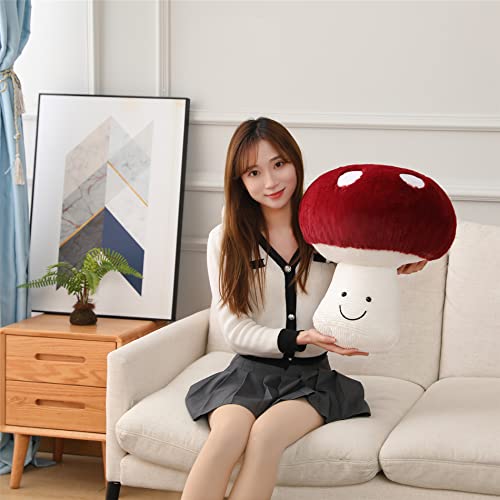 Fun Sunma Mushroom Plush Pillow – Cotton Throw Pillow, Red & White, 8/16/22 Inches