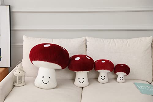 Fun Sunma Mushroom Plush Pillow – Cotton Throw Pillow, Red & White, 8/16/22 Inches