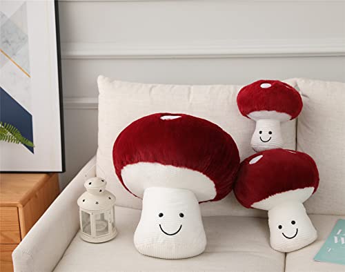 Fun Sunma Mushroom Plush Pillow – Cotton Throw Pillow, Red & White, 8/16/22 Inches
