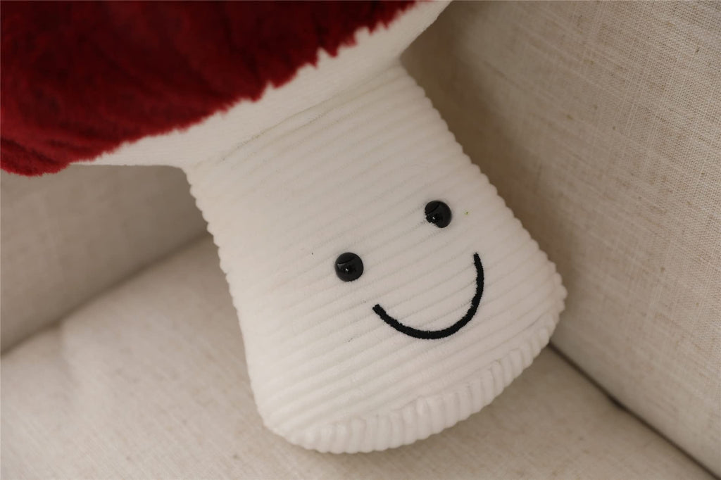 Fun Sunma Mushroom Plush Pillow – Cotton Throw Pillow, Red & White, 8/16/22 Inches