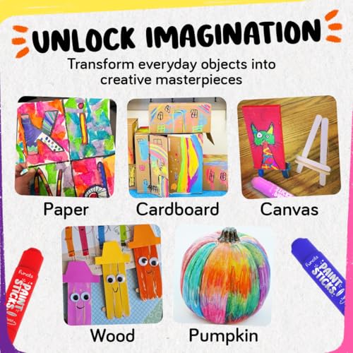 Funcils 12 Tempera Paint Sticks for Kids Ages 1-5 - Washable, Quick Dry, Non-Toxic with Metallic Gold & Silver