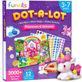 Funcils Dot Art Activity - Unicorn & Princess Sticker Kit, Mess-Free Toddler Craft, 3000+ Stickers, Ages 3-7