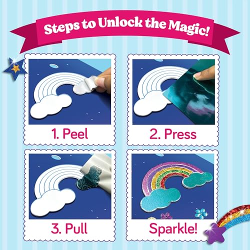 Funcils Unicorn & Princess Foil Art Craft Kit – Mess-Free Sticker Activity for Kids Ages 4-10