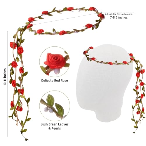 Funcredible Fairy Costume Set: Red Wings, Flower Crown & Chunky Glitter