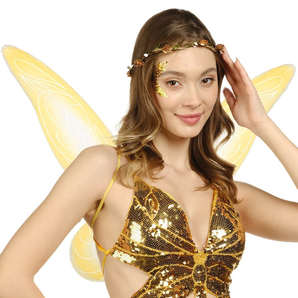 Funcredible Fairy Wings, Crown & Glitter Set - Women's Fairy Costume Accessories for Halloween