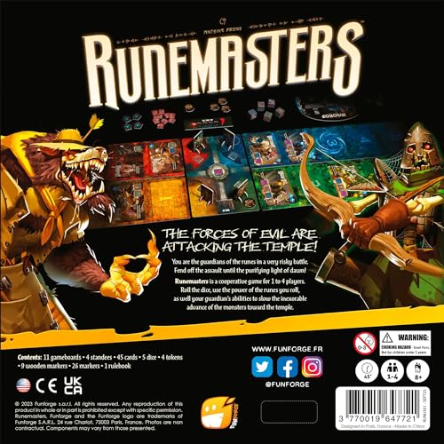 Funforge Runemasters Cooperative Board Game: Dark Fantasy Tower Defense for 1-4 Players, Ages 8+