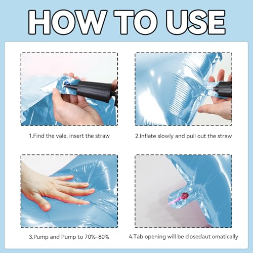 FunHot 25-Piece Pearl Blue & White Square Foil Balloon Wall Kit - 19 Inch Double Sided Chrome Balloons for Party Decor