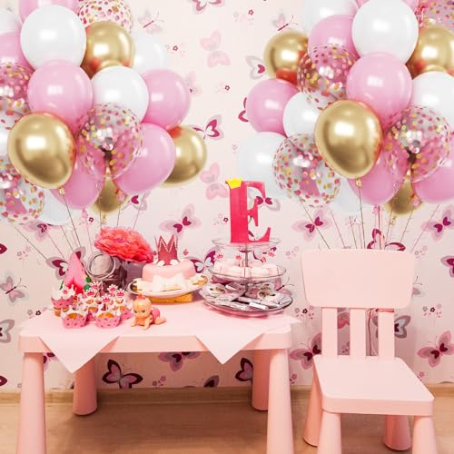 FunHot 60-Piece Rose Gold & Gold Confetti Balloons – 12-Inch Latex for Birthday, Baby Shower, Wedding Decor