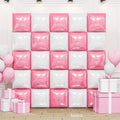 FunHot Pearl Pink and White Square Foil Balloon Wall Kit – 25 Double-Sided Chrome Balloons for Party Decor