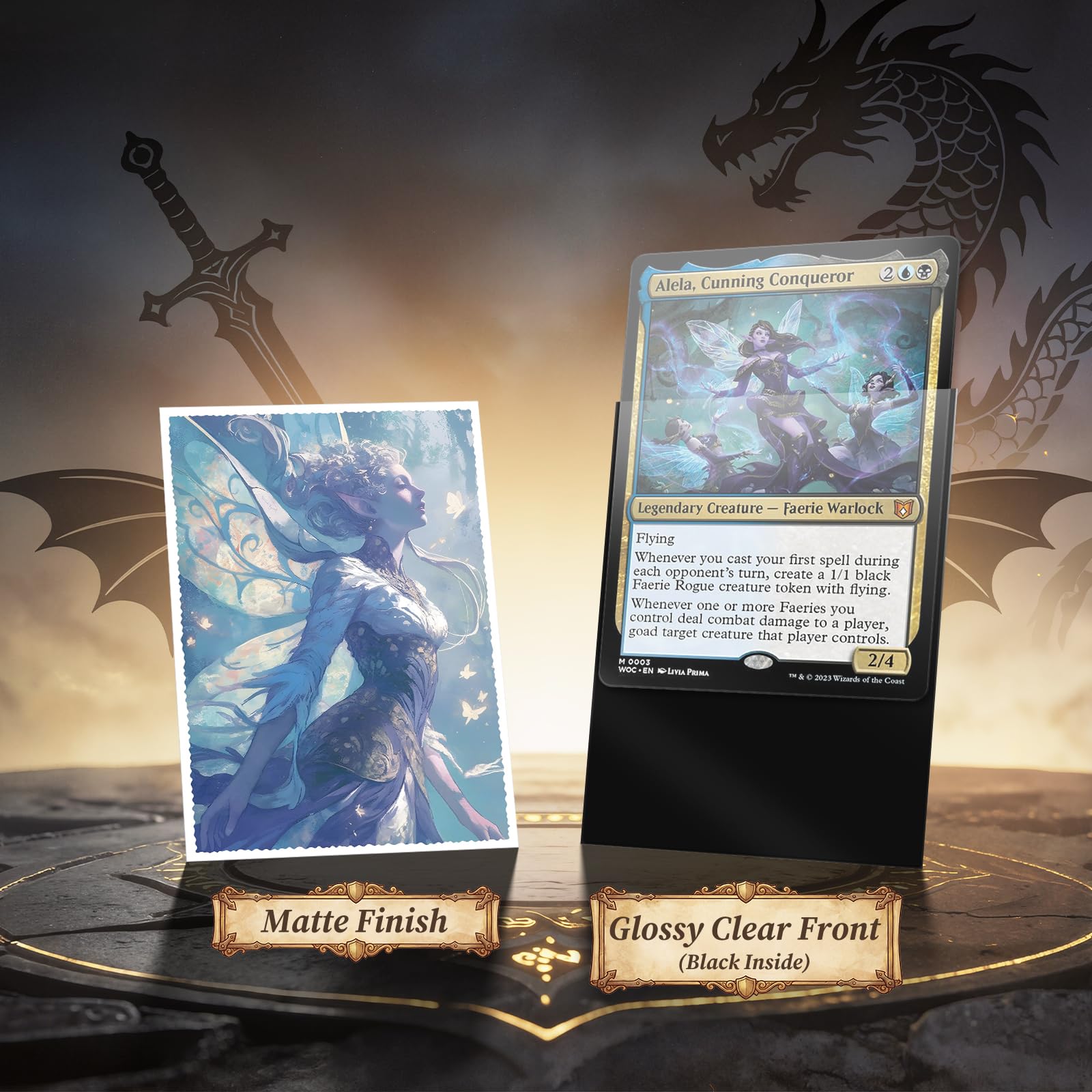 FUNinEDH Faerie Textured Matte MTG Card Sleeves – 100+4 CT for EDH Commander