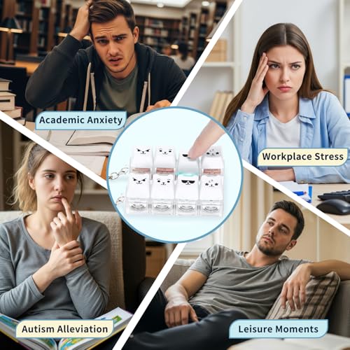 FunisFun 2 Pack Bear Keyboard Fidget Keychain - Silent & Clicky Modes with LED Lights