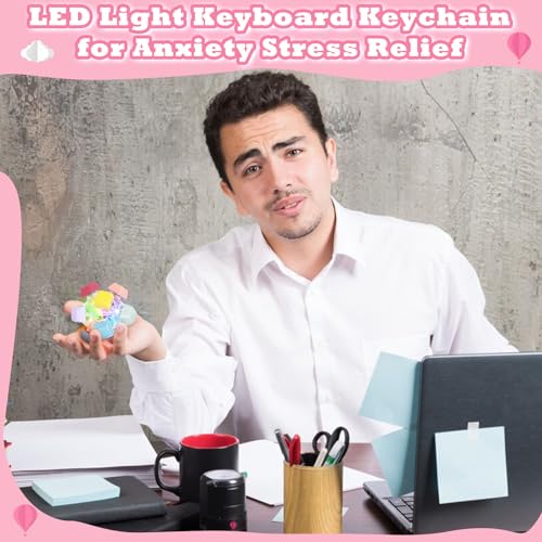FunisFun Keyboard Fidget Toy for Adults with LED Lights and Clicker