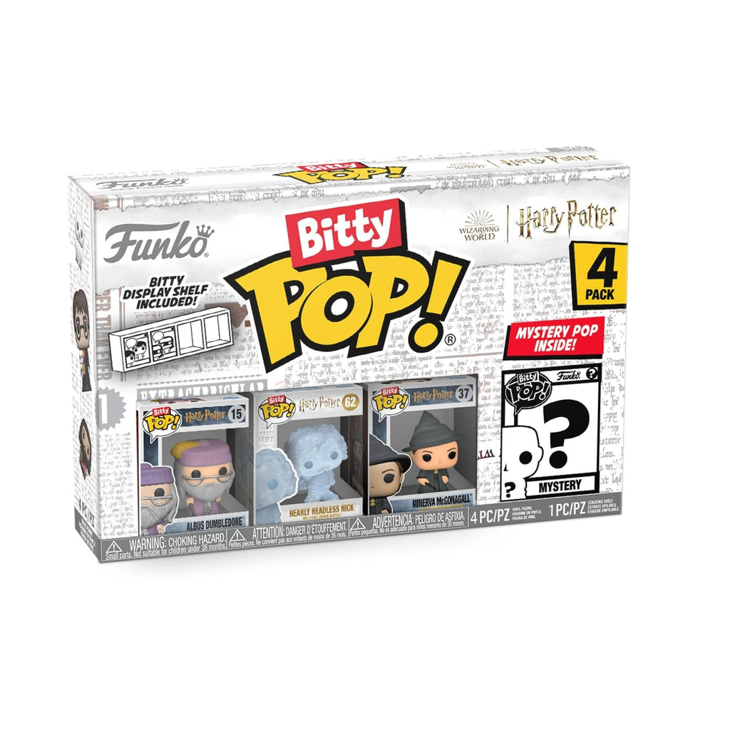 Funko Bitty POP! Harry Potter 4-Pack: Dumbledore, McGonagall, Nearly Headless Nick & Mystery Mini Figure (0.9-Inch)