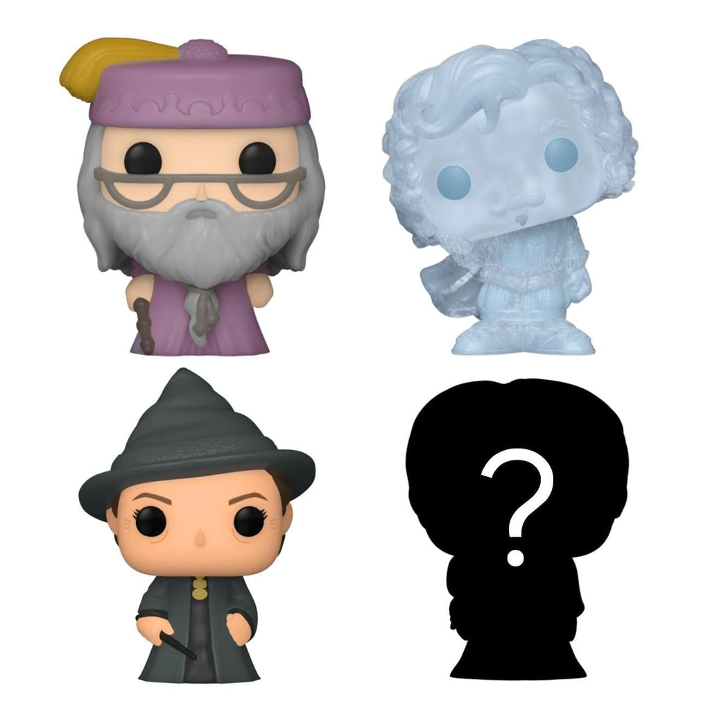 Funko Bitty POP! Harry Potter 4-Pack: Dumbledore, McGonagall, Nearly Headless Nick & Mystery Mini Figure (0.9-Inch)