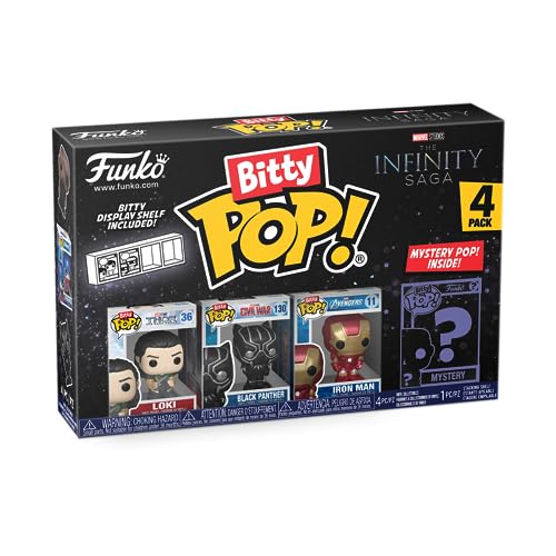 Funko Bitty POP! Marvel Mystery Mini Figures 4-Pack - Thor, Loki, Black Panther, Iron Man + Surprise